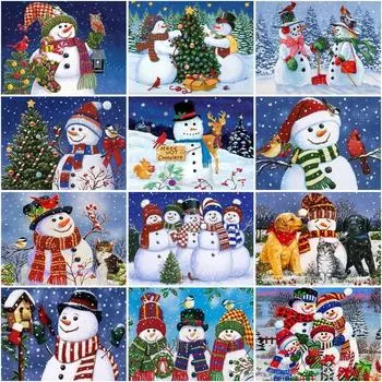 Зимняя алмазная живопись 5d с Рождеством, полная дрель, круглая Алмазная вышивка, стразы, картины, алмазная мозаика, зимний домашний декор, подарок Full Round 20x25CM