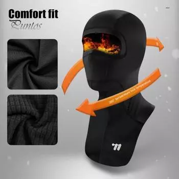 Зимняя балаклава для катания на лыжах, флисовая теплая флисовая подушка для лица, подшлемник для шеи и гетры для холодной погоды, катания на лыжах, сноуборде, велоспорта чёрный