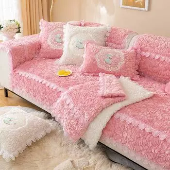 Зимняя бархатная диванная подушка, нескользящая, утолщенная, зимняя плюшевая подушка, простой современный чехол для дивана, ткань 70*70cm