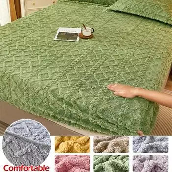 Зимняя бархатная простыня на подкладке из тафты, теплая простыня из мягкого кораллового флиса с резинкой, утепленное плюшевое меховое покрывало, наматрасник (Нет наволочек) 90x200cm Only a Sheet