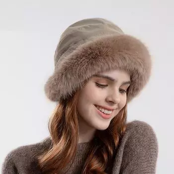 Зимняя бархатная шапка, женская плюшевая защита для ушей, рыбацкая шапка, уличная теплая шапка-ведро розовый