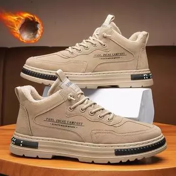 Зимняя бархатная теплая хлопковая обувь без шнуровки для занятий спортом и отдыха, водонепроницаемая нескользящая защитная обувь 39