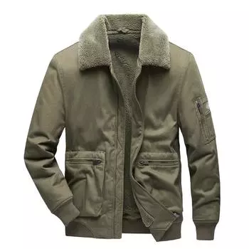 Зимняя бархатная утолщенная хлопковая одежда для людей среднего возраста и молодежи, теплая и холодная, с капюшоном, свободная куртка для активного отдыха M хаки