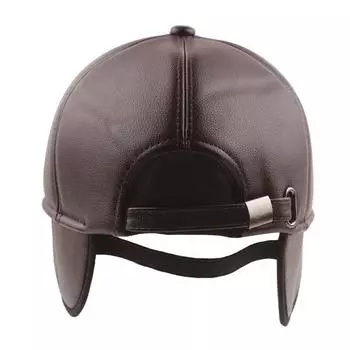Зимняя бейсболка из бархата и утолщенной кожи для защиты ушей среднего и пожилого возраста, теплая кепка с загнутыми полями, повседневная простая шляпа для пожилых людей Adjustable коричневый