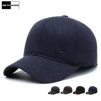 Зимняя бейсболка NORTHWOOD для мужчин и женщин, бейсболка с ушами, кепка-ушанка, встроенная кепка, мужская 56-60 cm чёрный