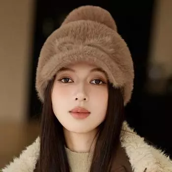 Зимняя бейсболка с бантом, женская вязаная шапка хаки