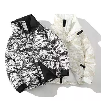 Зимняя белая куртка-пуховик на утином пуху, модная мужская повседневная куртка с воротником-стойкой, свободная, теплая куртка для мужчин S
