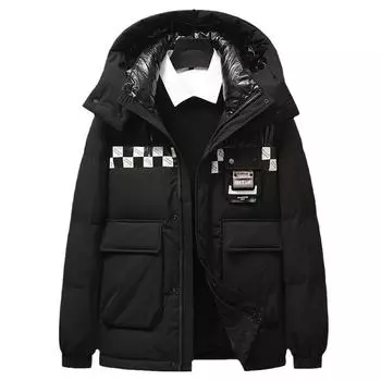 Зимняя белая утиная пуховая куртка со съемным капюшоном для молодых мужчин, короткая модная пуховая куртка, утепленная пуховая куртка M белый