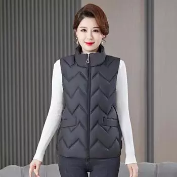 Зимняя бесплатная стирка, двойная женская легкая пуховая хлопковая одежда для матери, женский жилет, новый стиль XL чёрный