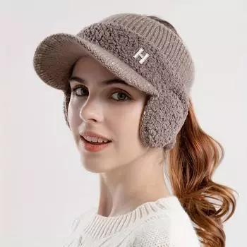 Зимняя более толстая теплая шапка-ушанка, пустая бейсболка, вязаная шапка из овечьей шерсти One Size Fits All чёрный