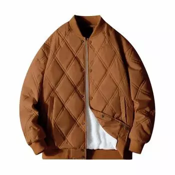 Зимняя брендовая теплая куртка в клетку с бриллиантами из овечьей шерсти на хлопковой подкладке, мужская повседневная куртка в стиле гавани с бейсбольным воротником M белый