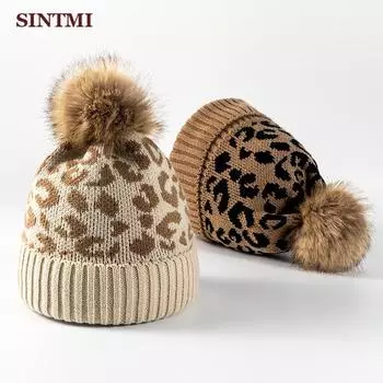 Зимняя брендовая женская меховая шапка с помпонами, зимняя шапка для женщин, шапка для девочек, вязаные шапки, шапка, толстые женские шапочки Skullies One Size бежевый