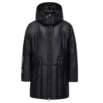 Зимняя черная куртка-пуховик унисекс для мужчин и женщин высокого качества, модная, плотная, теплая, 90% белое пальто на утином пуху, парки с капюшоном M чёрный