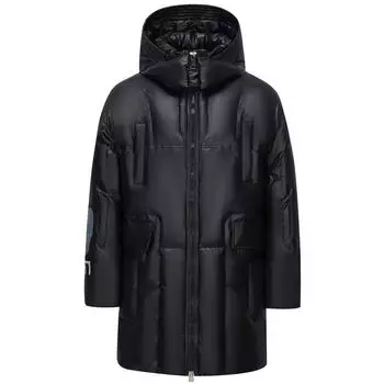 Зимняя черная куртка-пуховик унисекс для мужчин и женщин высокого качества, модная, плотная, теплая, 90% белое пальто на утином пуху, парки с капюшоном M чёрный