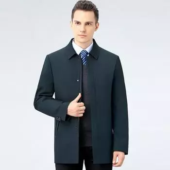 Зимняя деловая повседневная мужская пуховая куртка с отворотом из белого гусиного пуха, теплая куртка для папы среднего возраста 170