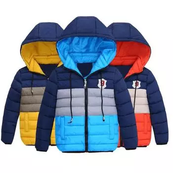 Зимняя детская детская полосатая толстовка с принтом на молнии, пальто, теплая куртка L/110 светло-синий