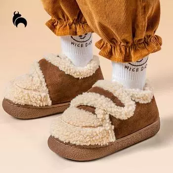 Зимняя детская хлопковая обувь Mo Dou, новая утолщенная плюшевая хлопковая обувь, теплые и нескользящие зимние сапоги 200 чёрный