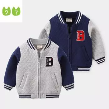 Зимняя детская хлопковая одежда для мальчиков, повседневная спортивная верхняя одежда для студентов, хлопковая куртка 100cm синий