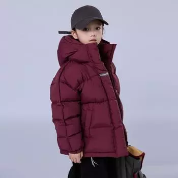 Зимняя детская куртка на утином пуху с капюшоном, пальто для девочек, водонепроницаемая теплая стеганая одежда, верхняя одежда для мальчиков 170cm чёрный