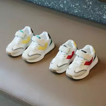 Зимняя детская обувь, детские повседневные кроссовки для маленьких мальчиков и девочек, дышащая мягкая нескользящая спортивная обувь для бега 21 красный