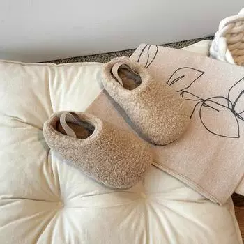 Зимняя детская обувь на плоской подошве, повседневные пушистые тапочки с закрытым носком, детские лоферы слипоны унисекс, легкие, гибкие, теплые, шикарные, обувь для мальчиков и девочек 23-34 21-insole13.5cm хаки