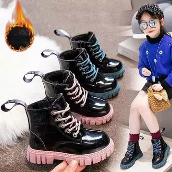 Зимняя детская обувь «TWINFLAMES», непромокаемые ботинки «Мартенс» из искусственной кожи, детские зимние ботинки, брендовые резиновые сапоги для девочек и мальчиков, модные кроссовки 26 синий