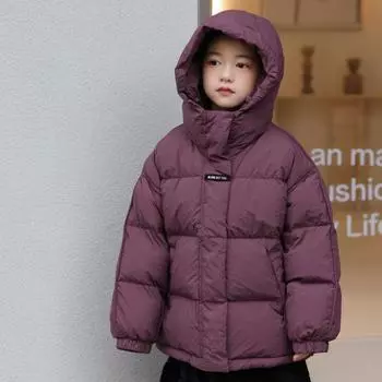 Зимняя детская одежда в корейском стиле, утепленная куртка-пуховик для мальчиков и девочек с капюшоном, зимняя одежда, детская куртка-пуховик 110cm