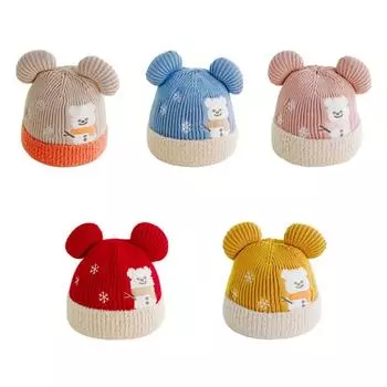 Зимняя детская шапка для детей, теплые вязаные аксессуары для малышей, шапочка-бини для девочек и мальчиков, рождественские шапочки с героями мультфильмов, чепчик для детей 0-1 года