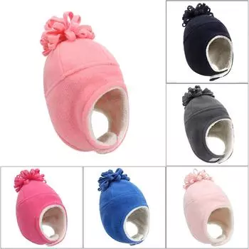 Зимняя детская шапка, флисовый детский чепчик, аксессуары для младенцев, теплые шапочки с ушками, шапочки для новорожденных девочек, детская шапка для мальчиков, детская шапка, От 0 до 8 лет S(3-12M) синий