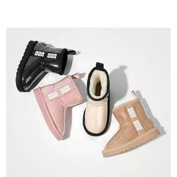 Зимняя детская водонепроницаемая и нескользящая обувь, прозрачные верхние зимние сапоги для девочек, толстые плюшевые высокие теплые сапоги для мальчиков 40 чёрный