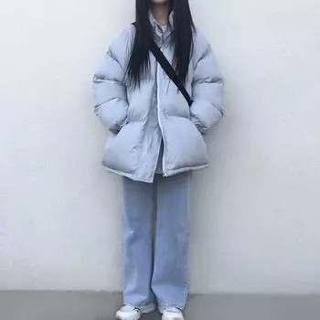 Зимняя длинная куртка из хлопка для женщин, свободная стеганая куртка на молнии, женская однотонная утолщенная теплая парка для женщин, цвет черный белый S