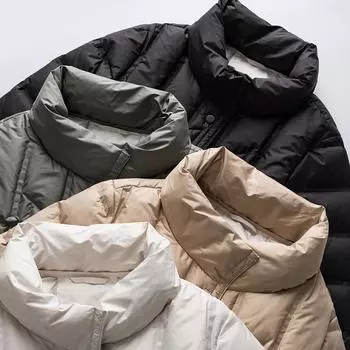 Зимняя длинная куртка Warn для женщин, легкая тонкая качественная пуховая куртка Witner с воротником-стойкой и длинным рукавом, тонкая белая утиная пуховая теплая куртка S зелёный