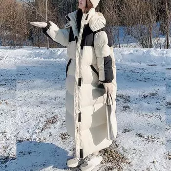 Зимняя длинная пуховая хлопковая куртка женская Manteau Femme Hiver 2023 свободная в стиле сафари толстые теплые парки с капюшоном женские пальто до колена