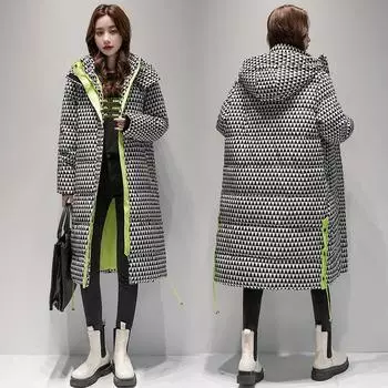 Зимняя длинная женская хлопковая куртка, зимнее пальто, теплая куртка, пуховик, зимнее женское водонепроницаемое пальто, большие толстые длинные парки с капюшоном M белый