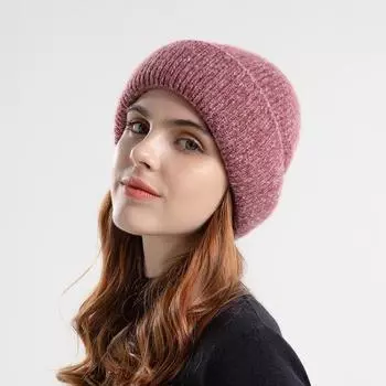 Зимняя двухцветная вязаная шерстяная шапка для женщин корейской версии модная теплая защитная повязка на голову шапка холодная модная шапка