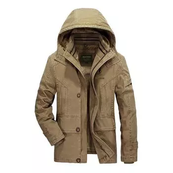 Зимняя двухкомпонентная съемная подкладка из овечьей шерсти для мужчин, утолщенная, средней и длинной длины, хлопковая одежда M кофейный