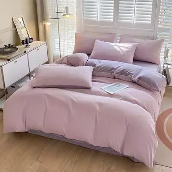 Зимняя двухсторонняя хлопковая кровать из четырех частей, однотонная простыня, пододеяльник, пододеяльник для студенческого общежития и средней школы 1.2m three-piece set