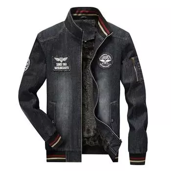 Зимняя джинсовая куртка, мужская теплая утепленная флисовая повседневная джинсовая куртка, верхняя одежда M