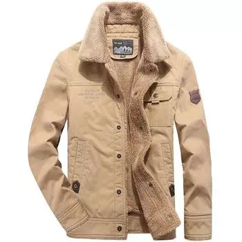Зимняя флисовая джинсовая куртка Мужская хлопковая куртка Мужская свободная флисовая куртка из ягненка M армия зеленый