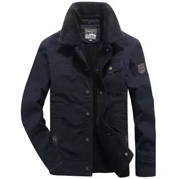 Зимняя флисовая джинсовая куртка Мужская хлопковая куртка Мужская свободная флисовая куртка из ягненка M хаки