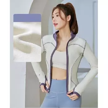 Зимняя флисовая куртка для бега, фитнеса и йоги с длинными рукавами, женская облегающая утолщенная спортивная куртка для похудения XXXL фиолетовый