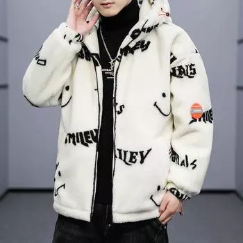 Зимняя флисовая куртка для мужчин, утолщенная и бархатистая для сохранения тепла, свободная куртка-толстовка с воротником-стойкой, куртка для подростка-студента M