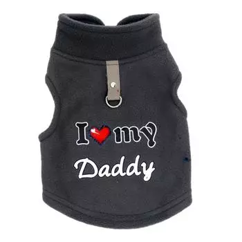 Зимняя флисовая куртка для собак Love Dad Style, плюшевое пальто для маленьких и средних собак, жилет для кошек, ветрозащитный свитер для домашних животных, костюмы с D-образным кольцом S