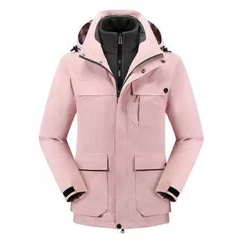 Зимняя флисовая куртка с карманами. Три в одном штурмовой костюм для мужчин и женщин. Ветрозащитная и теплая куртка для ежедневного отдыха и исследований на свежем воздухе. M бежевый