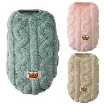 Зимняя флисовая одежда для собак, костюм для домашних животных для маленьких средних собак, кошек, мягкое теплое волнистое двустороннее пальто для котенка, свитер, наряд для щенка, французский бульдог, чихуахуа XS зелёный