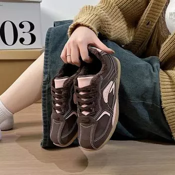 Зимняя флисовая женская обувь, теплые кроссовки для бега на открытом воздухе, модные короткие плюшевые женские ботинки, повседневные нескользящие хлопковые туфли для фитнеса, новые 35 бежевый