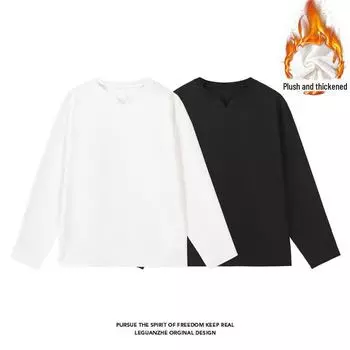 Зимняя футболка 2024 HT24038 Plus Velvet с V-образным вырезом и длинными рукавами, размеры M-5X, HT24871-Special P30 L чёрный