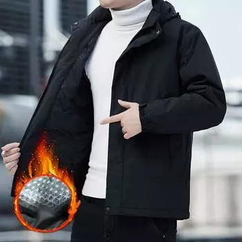 Зимняя графеновая теплая одежда с хлопковой подкладкой Мужская утепленная одежда с хлопковой подкладкой Уличные ветрозащитные куртки с хлопковой подкладкой Куртки с капюшоном S