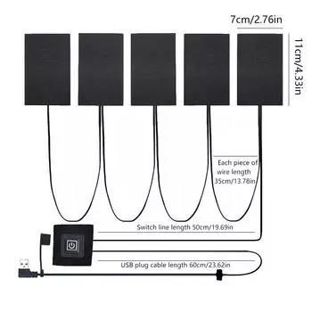 Зимняя грелка 5 В USB с теплой пастой, грелка из углеродного волокна, грелка для тела, быстро нагревающаяся нагревательная пленка, электрический инфракрасный коврик для жара B