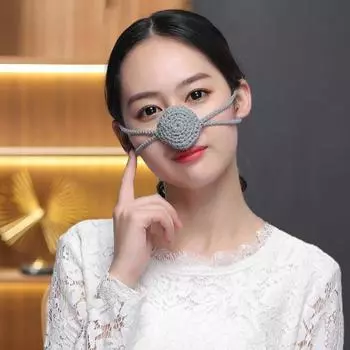 Зимняя грелка для носа ручной работы, очень мягкая, эластичная, регулируемая, морозостойкая шерстяная крышка, аксессуары для носа светло-серый